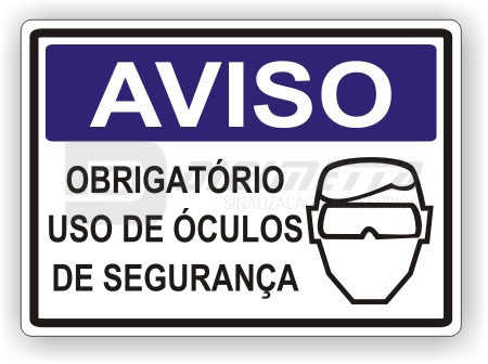 Placa: Aviso - Obrigatório Uso de Óculos de Segurança