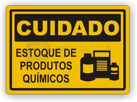 Placa: Cuidado - Estoque de Produtos Químicos