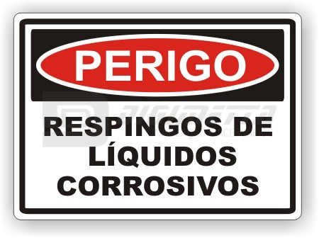 Placa: Perigo - Respingos de Líquidos Corrosivos