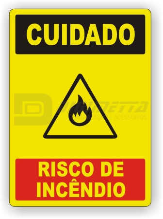 Placa: Cuidado - Risco de Incêndio