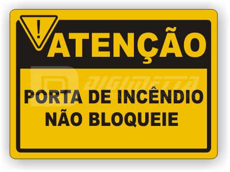Placa: Porta de Incêndio Não Bloqueie