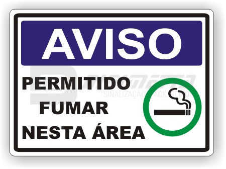 Placa: Aviso - Permitido Fumar Nesta rea