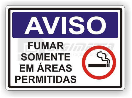 Placa: Aviso - Fumar Somente em reas Permitidas