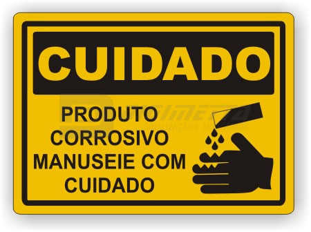 Placa: Cuidado - Produto Corrosivo Manuseie Com Cuidado