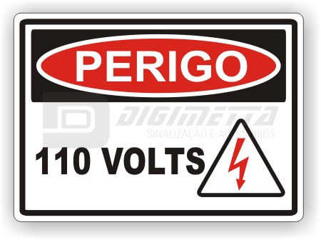 Placa: Perigo - 110 Volts