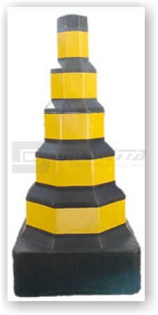 Cone Octogonal com Base Quadrada Preto com Faixas Amarelas