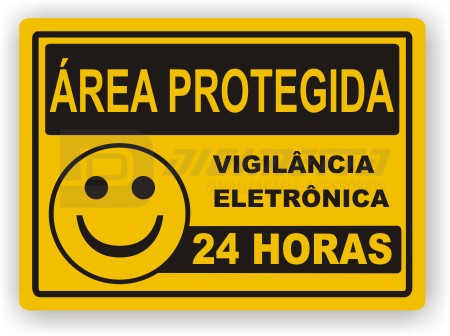 Placa: Área Protegida - Vigilância Eletrônica 24 Horas