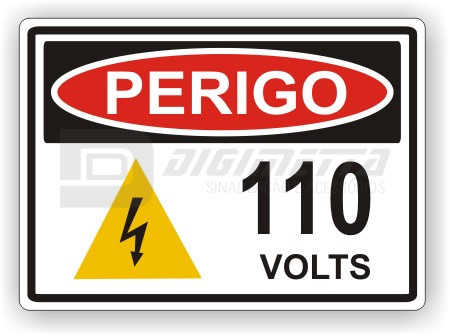 Placa: Perigo - 110 Volts