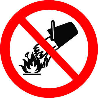Placa: Pictograma Proibido Utilizar Água para Apagar o Fogo